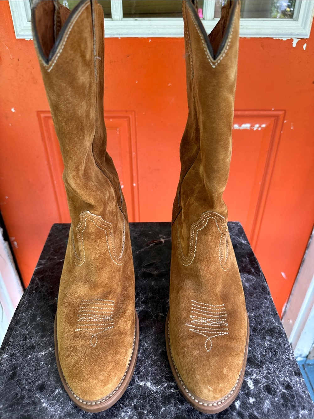 Wolverine Tan Suede Cowboy Boots